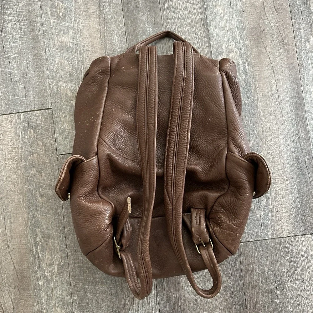 Handmade Genuine Leather Drawstring Backpack Brown Vintage Multi Pocket
